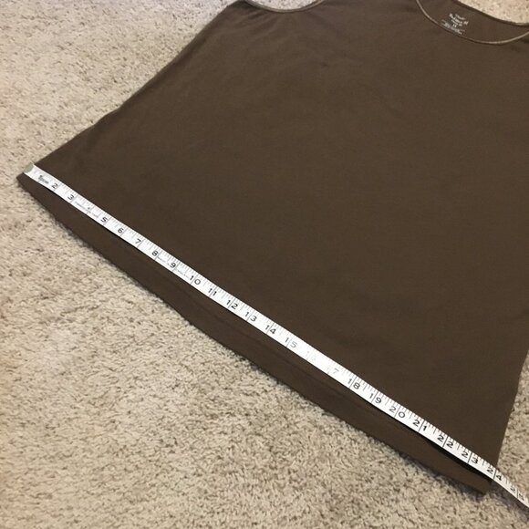 Brown Trimmed High Neck Stretchy 100% Cotton Tank Top - Picture 10 of 11